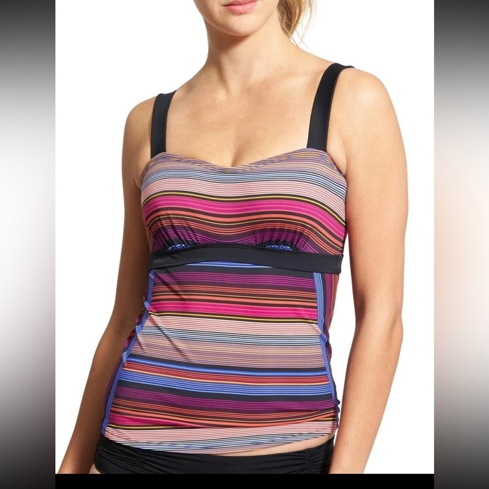NWT ATHLETA Capri Stripe 40 D Puri Tankini Swim Top Sz 40D/DD